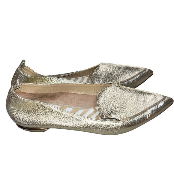 Nicholas Kirkwood Gold Metallic Leather Beya Loafers Flats Shoes size 39 - Picture 4 of 10